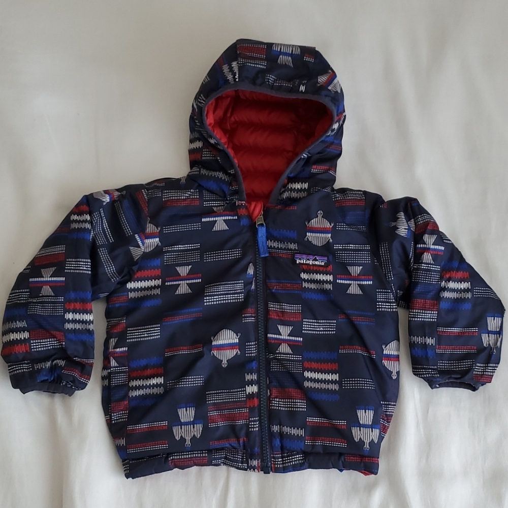 Patagonia Reversible Red Blue Down Coat 2T